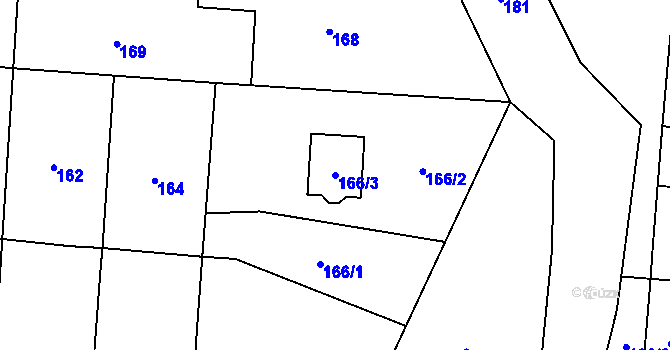 Parcela st. 166/3 v KÚ Daskabát, Katastrální mapa