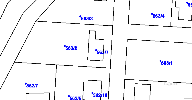 Parcela st. 563/7 v KÚ Daskabát, Katastrální mapa