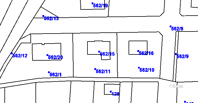 Parcela st. 562/15 v KÚ Daskabát, Katastrální mapa