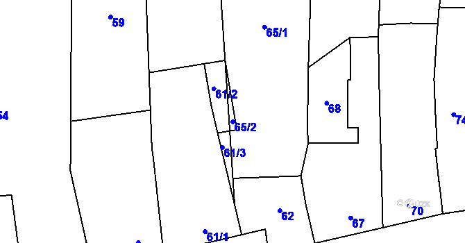 Parcela st. 65/2 v KÚ Daskabát, Katastrální mapa