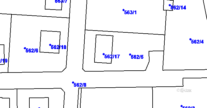 Parcela st. 562/17 v KÚ Daskabát, Katastrální mapa