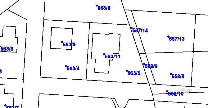 Parcela st. 563/11 v KÚ Daskabát, Katastrální mapa