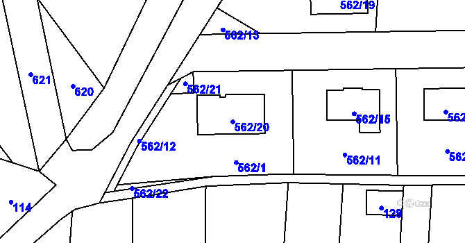 Parcela st. 562/20 v KÚ Daskabát, Katastrální mapa
