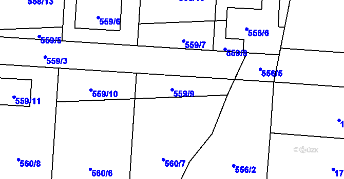 Parcela st. 559/9 v KÚ Daskabát, Katastrální mapa