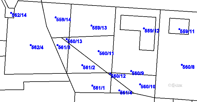 Parcela st. 560/11 v KÚ Daskabát, Katastrální mapa