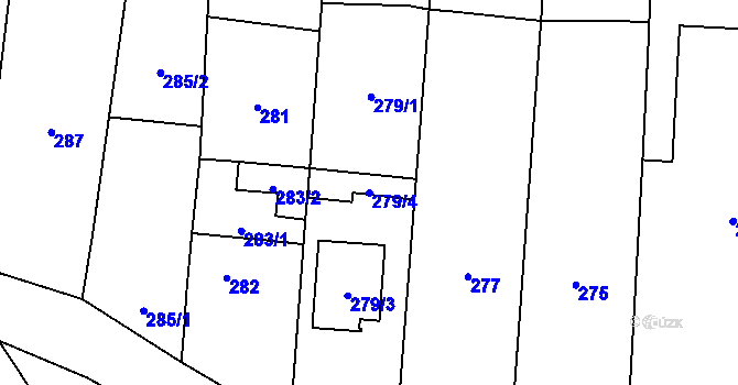 Parcela st. 279/4 v KÚ Daskabát, Katastrální mapa