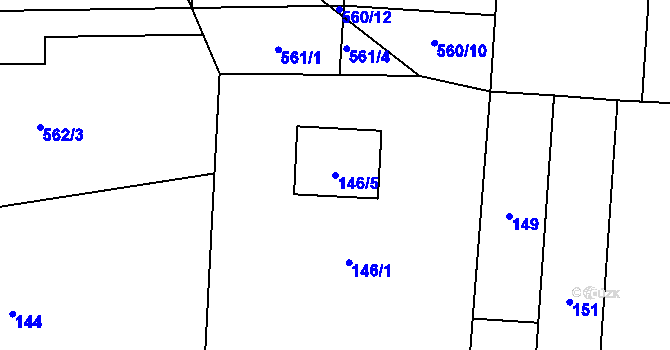 Parcela st. 146/5 v KÚ Daskabát, Katastrální mapa