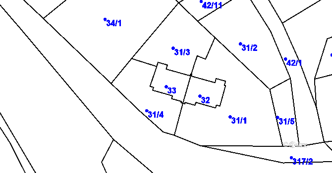 Parcela st. 33 v KÚ Dasnice, Katastrální mapa