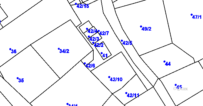 Parcela st. 41 v KÚ Dasnice, Katastrální mapa