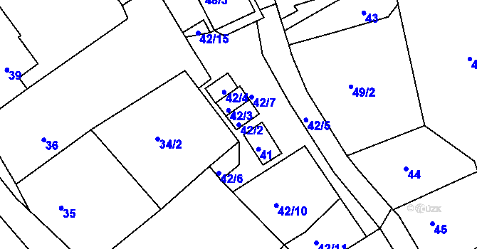 Parcela st. 42/2 v KÚ Dasnice, Katastrální mapa