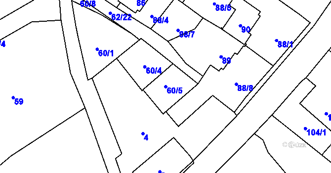 Parcela st. 60/5 v KÚ Dasnice, Katastrální mapa