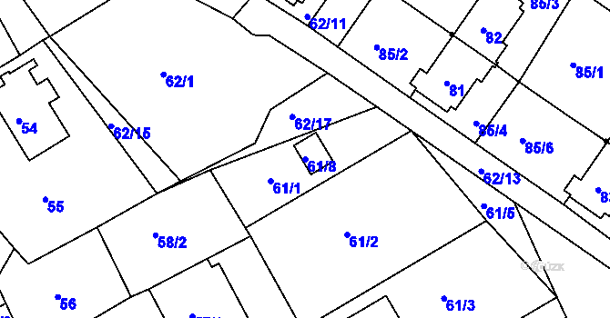Parcela st. 61/8 v KÚ Dasnice, Katastrální mapa