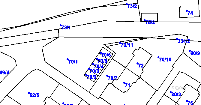 Parcela st. 70/6 v KÚ Dasnice, Katastrální mapa