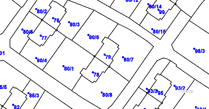 Parcela st. 79 v KÚ Dasnice, Katastrální mapa