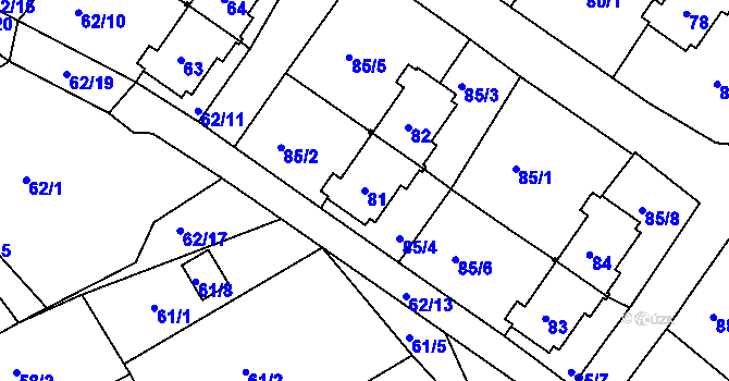 Parcela st. 81 v KÚ Dasnice, Katastrální mapa