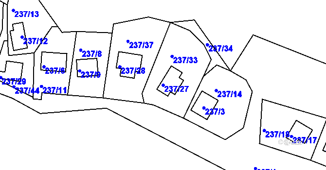 Parcela st. 237/27 v KÚ Dasnice, Katastrální mapa