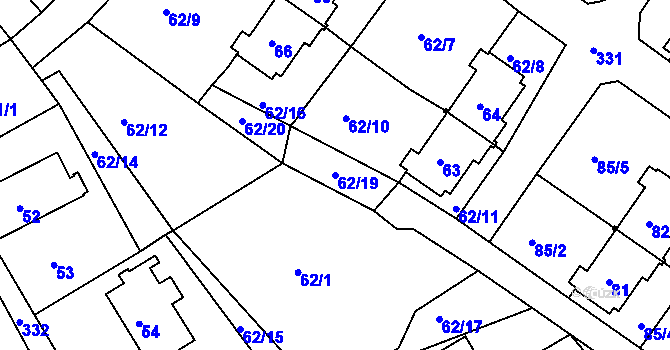 Parcela st. 62/19 v KÚ Dasnice, Katastrální mapa