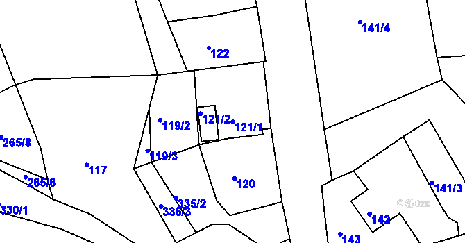Parcela st. 121/1 v KÚ Dasnice, Katastrální mapa