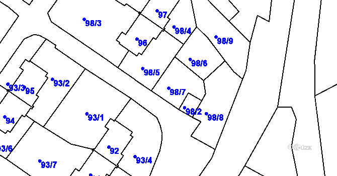 Parcela st. 98/7 v KÚ Dasnice, Katastrální mapa