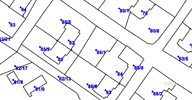 Parcela st. 85/1 v KÚ Dasnice, Katastrální mapa