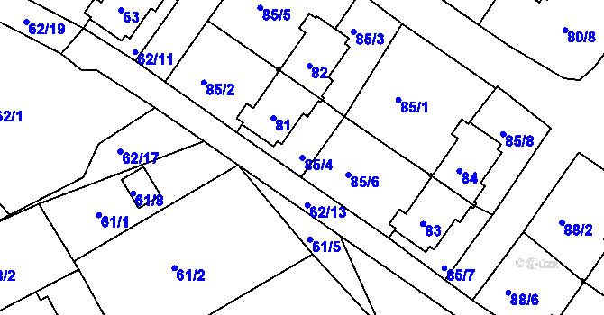 Parcela st. 85/4 v KÚ Dasnice, Katastrální mapa