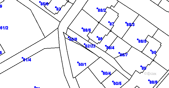 Parcela st. 62/22 v KÚ Dasnice, Katastrální mapa