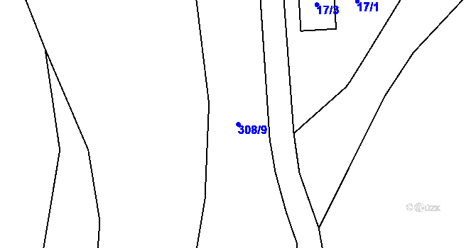 Parcela st. 308/9 v KÚ Dasnice, Katastrální mapa