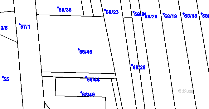 Parcela st. 68/43 v KÚ Dasný, Katastrální mapa