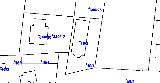 Parcela st. 19/2 v KÚ Dasný, Katastrální mapa