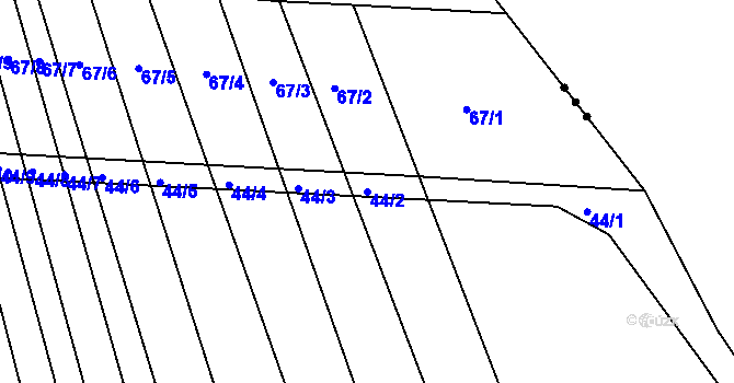 Parcela st. 44/2 v KÚ Dasný, Katastrální mapa