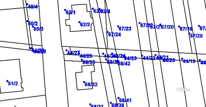 Parcela st. 44/25 v KÚ Dasný, Katastrální mapa