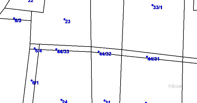 Parcela st. 44/32 v KÚ Dasný, Katastrální mapa