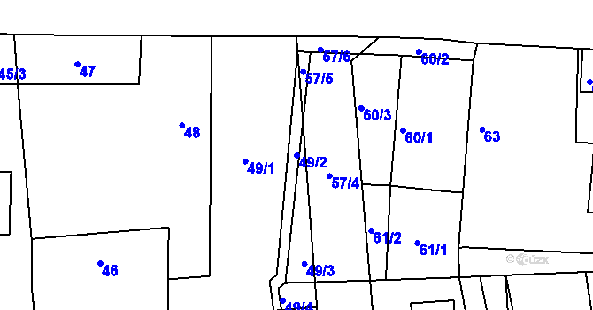 Parcela st. 49/2 v KÚ Dasný, Katastrální mapa