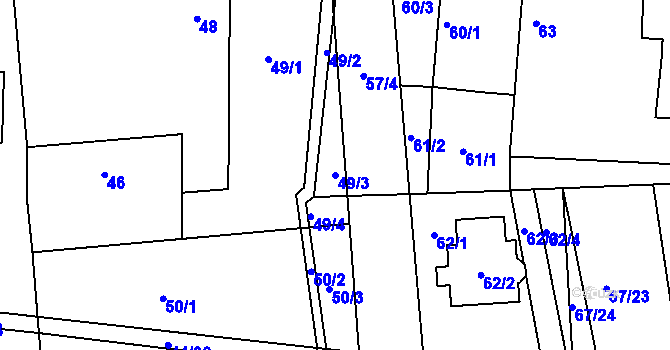 Parcela st. 49/3 v KÚ Dasný, Katastrální mapa