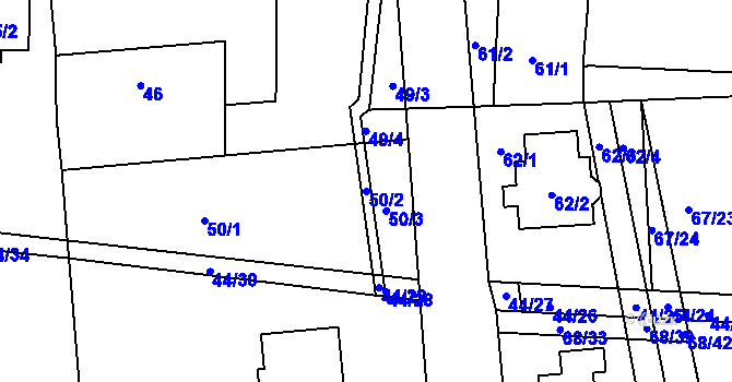 Parcela st. 50/2 v KÚ Dasný, Katastrální mapa