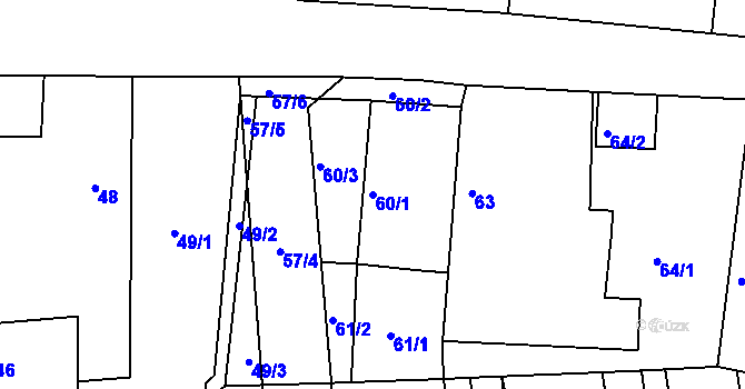 Parcela st. 60/1 v KÚ Dasný, Katastrální mapa