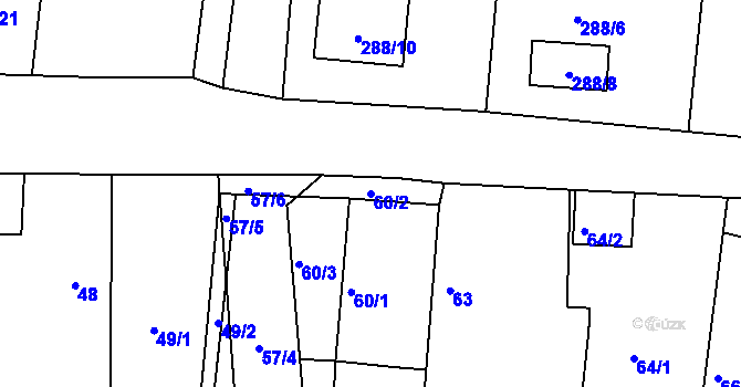 Parcela st. 60/2 v KÚ Dasný, Katastrální mapa