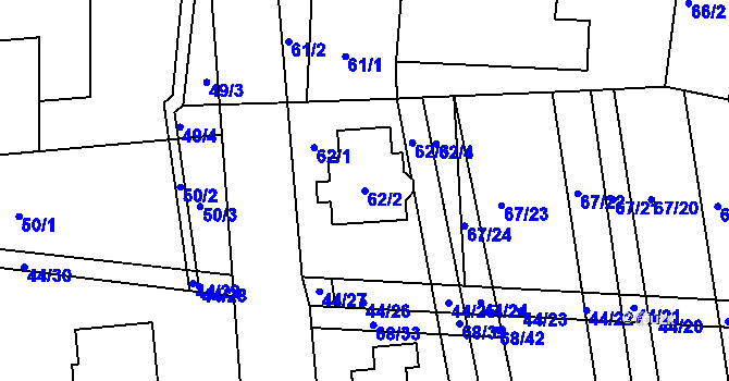 Parcela st. 62/2 v KÚ Dasný, Katastrální mapa