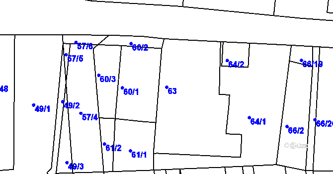 Parcela st. 63 v KÚ Dasný, Katastrální mapa