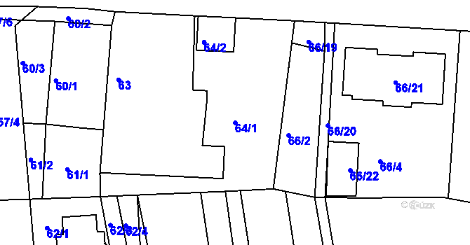 Parcela st. 64/1 v KÚ Dasný, Katastrální mapa