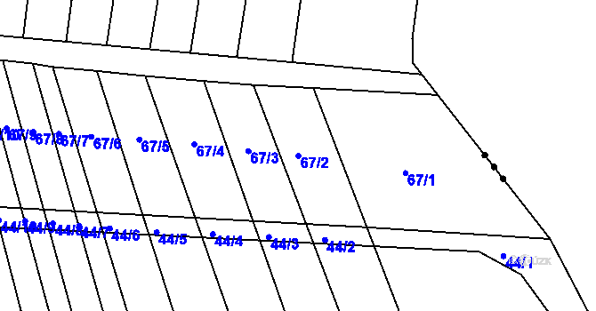 Parcela st. 67/2 v KÚ Dasný, Katastrální mapa