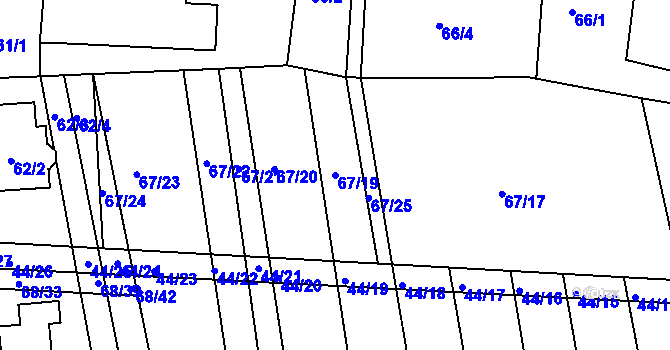 Parcela st. 67/19 v KÚ Dasný, Katastrální mapa