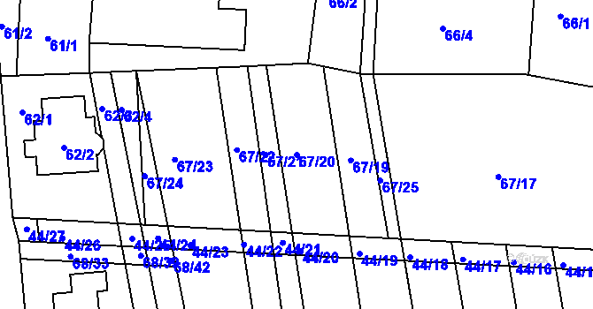 Parcela st. 67/20 v KÚ Dasný, Katastrální mapa
