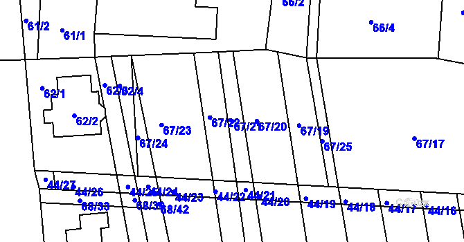 Parcela st. 67/21 v KÚ Dasný, Katastrální mapa
