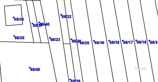 Parcela st. 68/20 v KÚ Dasný, Katastrální mapa