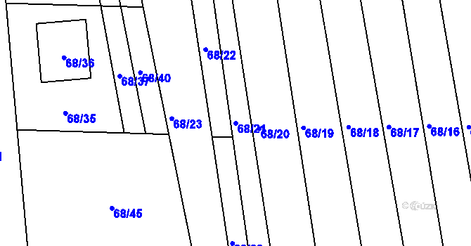 Parcela st. 68/21 v KÚ Dasný, Katastrální mapa