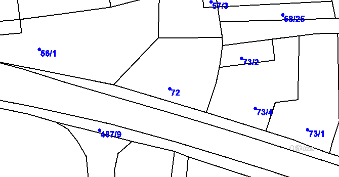 Parcela st. 72 v KÚ Dasný, Katastrální mapa