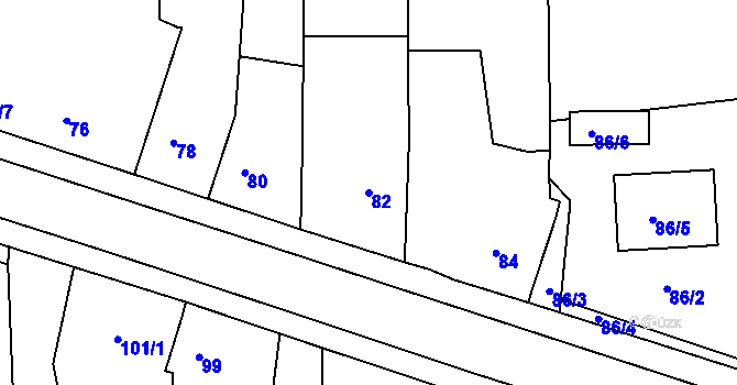 Parcela st. 82 v KÚ Dasný, Katastrální mapa