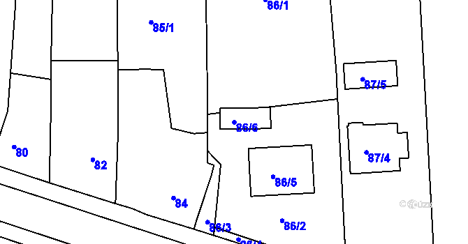 Parcela st. 86/6 v KÚ Dasný, Katastrální mapa