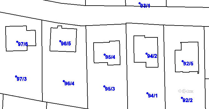 Parcela st. 95/4 v KÚ Dasný, Katastrální mapa